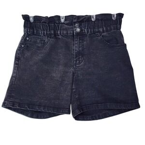 Indigo Rein Womens Washed Black Paperbag Waist Denim Shorts Size 9 EUC